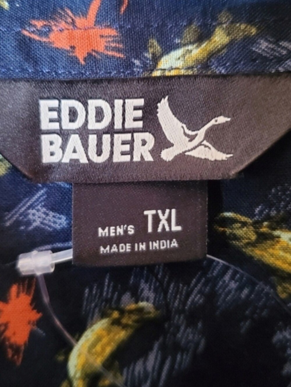 Eddie Bauer Baja Shirt Brook Fish Bait Cotton Navy Button Up Short Sleeve TXL - Picture 3 of 10
